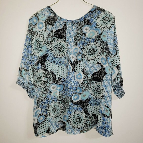 Bob Mackie Studio plus size 2X 3/4 sheer sleeves - Picture 4 of 6